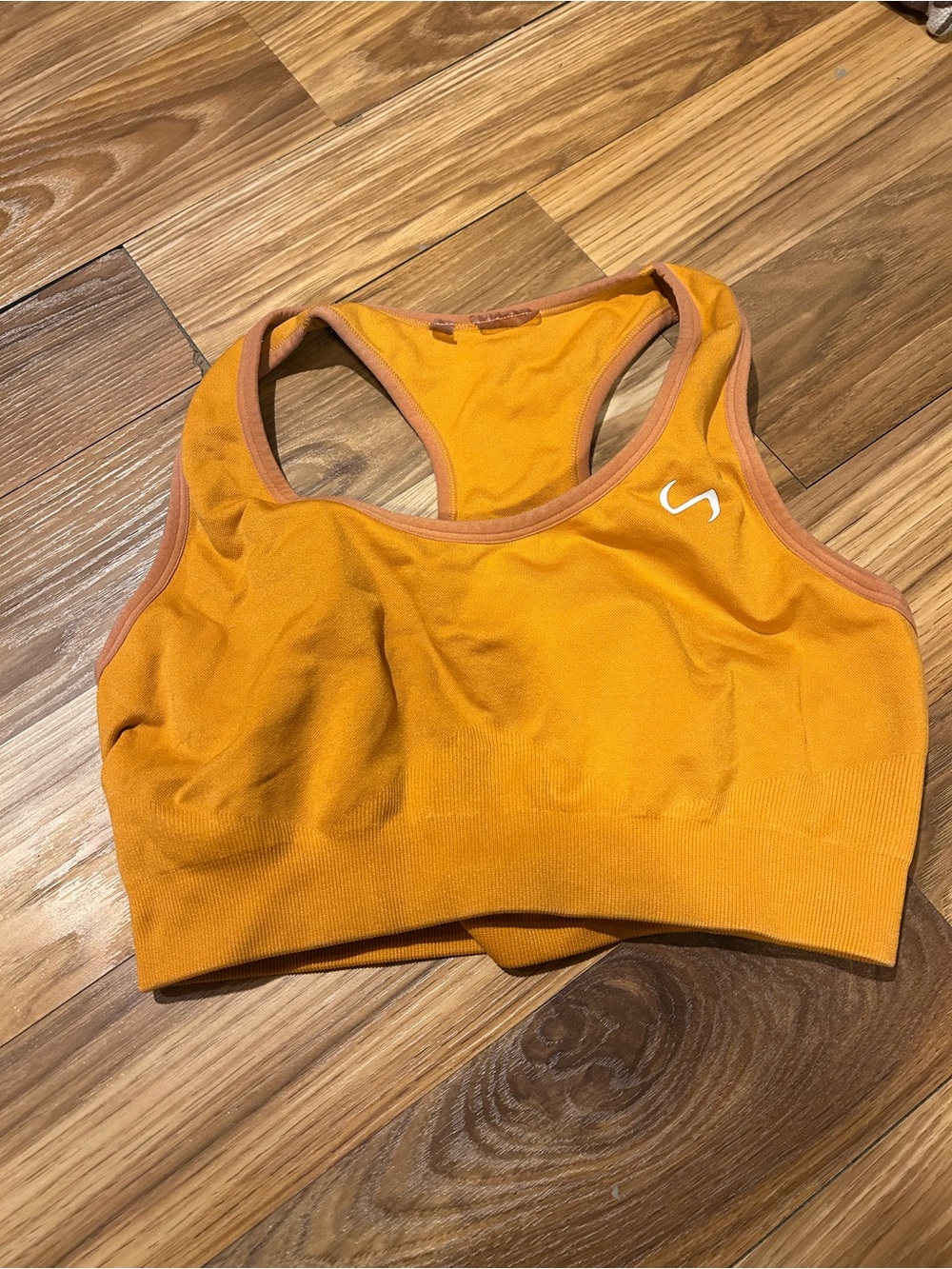 Seamless Racerback Sports Bra in Mustard Orange by S